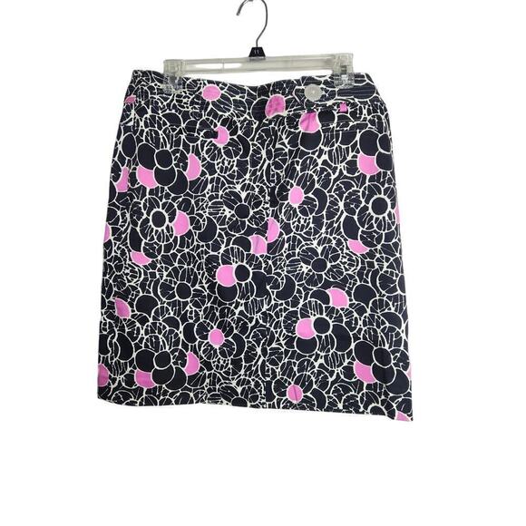 Etcetera pencil skirt black/white/pink floral print button detail sz 10 career - Picture 1 of 10